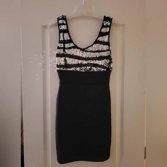 Black Party Dress with Sequins - Picture 1 of 4